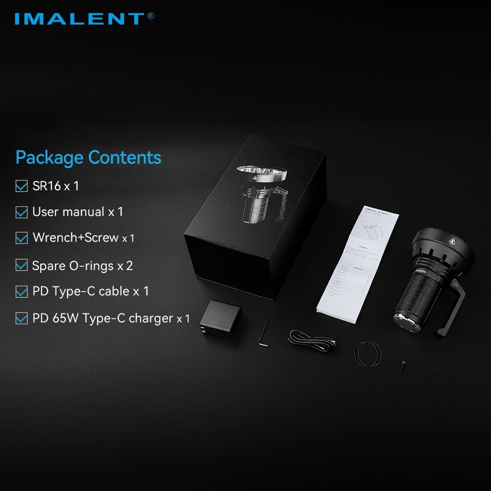 Imalent SR16 Rechargeable Spotlight 55000 Lumen Super Bright Handheld Flashlight