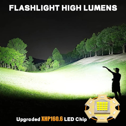 15000 Lumens Tactical Flashlight with 24-Hour Battery and USB Output