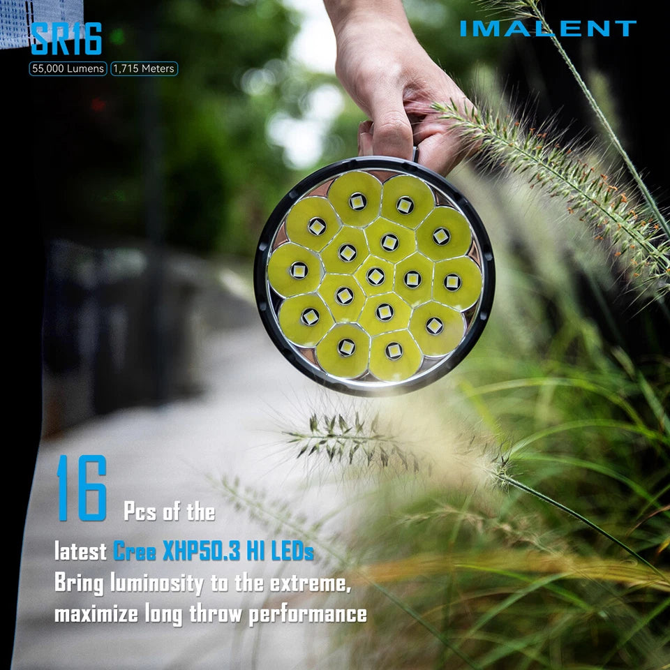 Imalent SR16 Rechargeable Spotlight 55000 Lumen Super Bright Handheld Flashlight